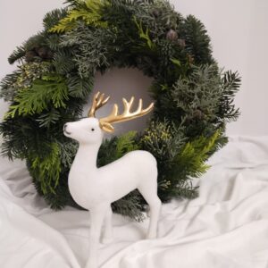 Jeleń 20,5 cm biały flokowany